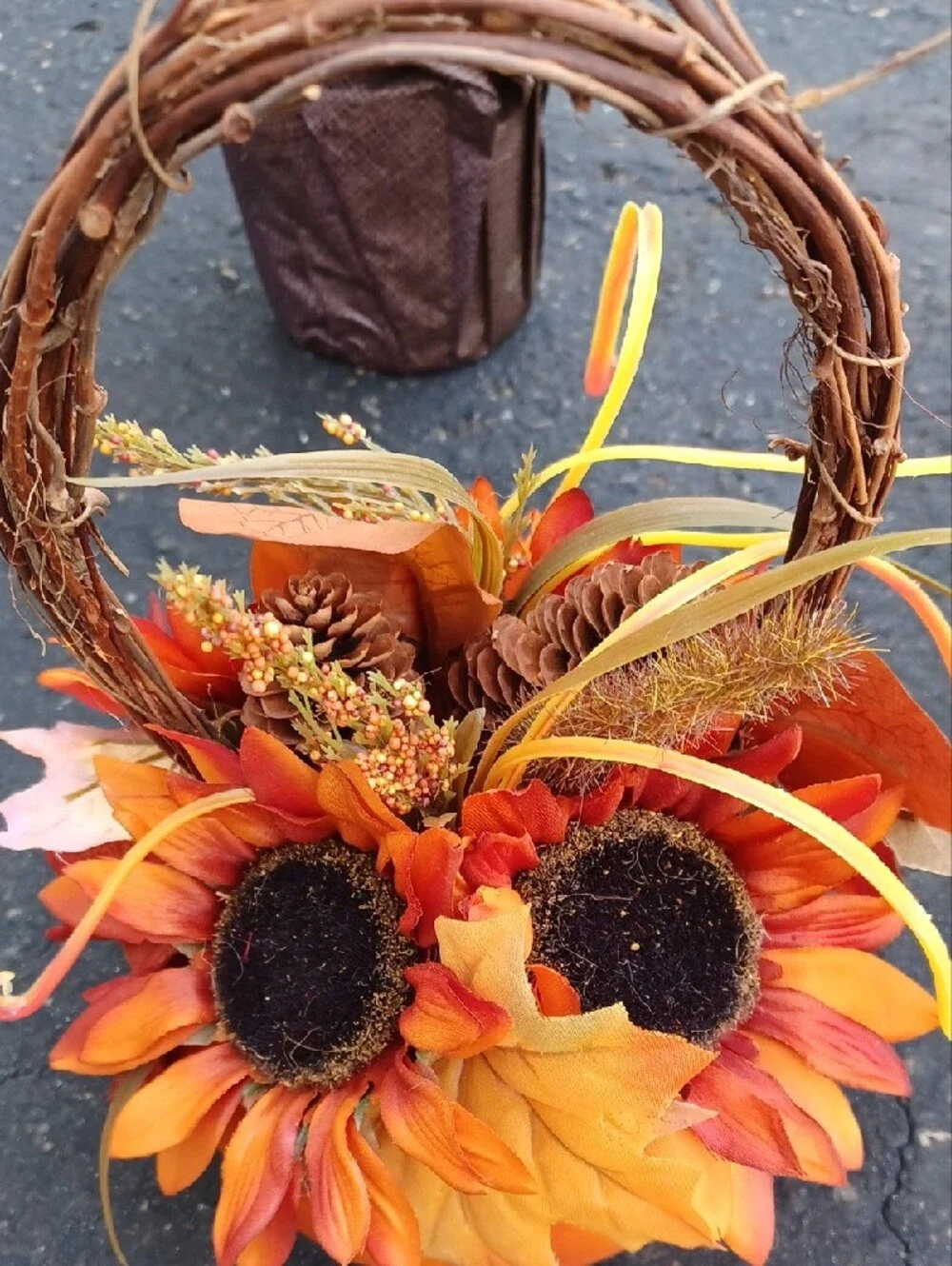 Autumn Sunflower and Daisy Artificial Floral Arrangement - Yellow & Orange